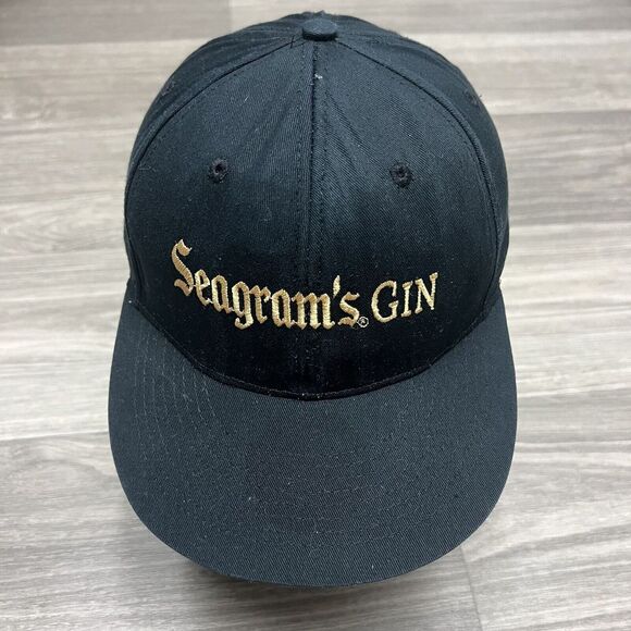 Seagrams Gin Snapback Hat Cap Black Gold‎ Party Brewery Alcohol Promo Tonic Club - Picture 1 of 7